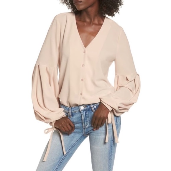 Nordstrom J.O.A Los Angeles Button-down Balloon Sleeve Blouse Small - Picture 1 of 9